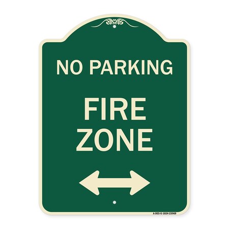 Signmission Fire Zone with Bidirectional Arrow Heavy-Gauge Aluminum Architectural Sign, 24" x 18", G-1824-23969 A-DES-G-1824-23969